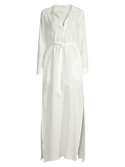 Pour Les Femmes Women's Linen Maxi Shirtdress