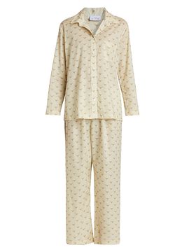 Pour Les Femmes Women's Long Horn Cotton Pajamas