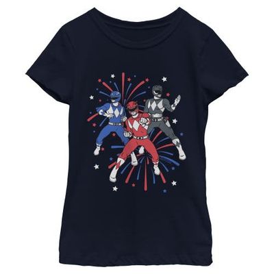 Power Rangers Power Rangers Girls' Classic Fireworks Trio Graphic Short Sleeve T-Shirt