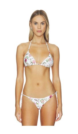 PQ PQ X Alice + Olivia Embroidered Triangle Bikini Top Top
