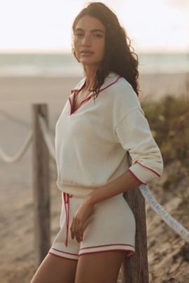 PQ Swim Margaret Collared V-Neck Sweater