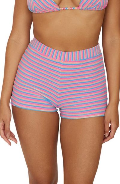 PQ SWIM PQ SWIM Ella Stripe Terry Cover-Up Shorts