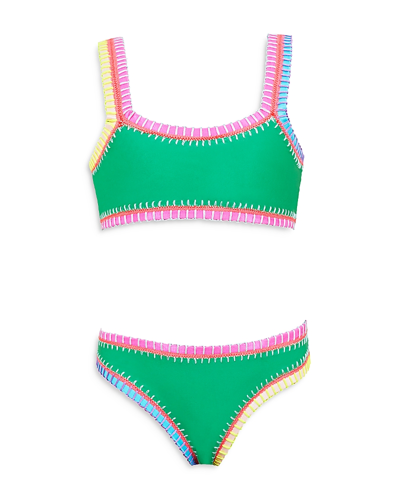 Pq Swim Pq Swim Girls' Sporty Rainbow Embroidered Two Piece Swimsuit