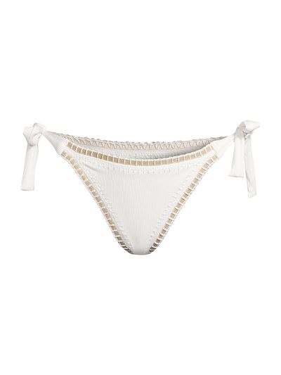 PQ Swim Women's Crochet-Trim Ribbed Bikini Bottom