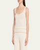 Prabal Gurung Blanket-Stitch Silk-Cashmere Rib Scoop-Neck Tank Top - 4