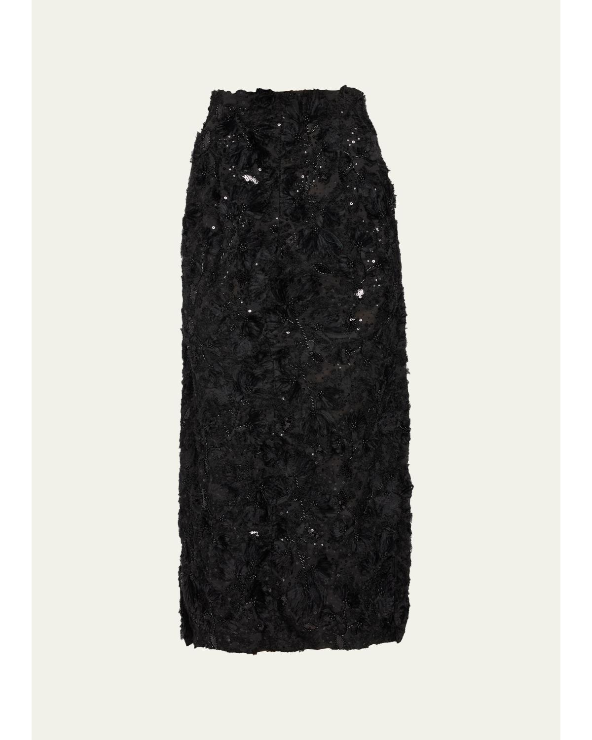 Prabal Gurung Embellished Deconstructed Organza Maxi Skirt