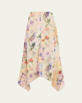 Prabal Gurung Floral-Print Collared Blouse with Tie Detail