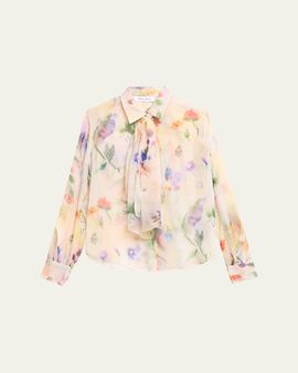 Prabal Gurung Floral-Print Handkerchief Hem Skirt