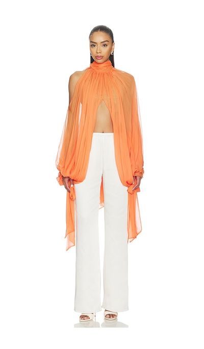 Prabal Gurung Prabal Gurung Tie-neck Cropped Cocoon Blouse