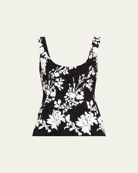 Prabal Gurung Sequin Floral-Embroidered Eyelet Tank Top
