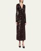 Prabal Gurung Twisted Front Long-Sleeve Sequined Midi Dress - 4