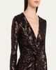 Prabal Gurung Twisted Front Long-Sleeve Sequined Midi Dress - 5