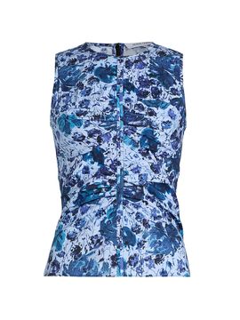 Prabal Gurung Women's Floral Cotton-Blend Ruched Top