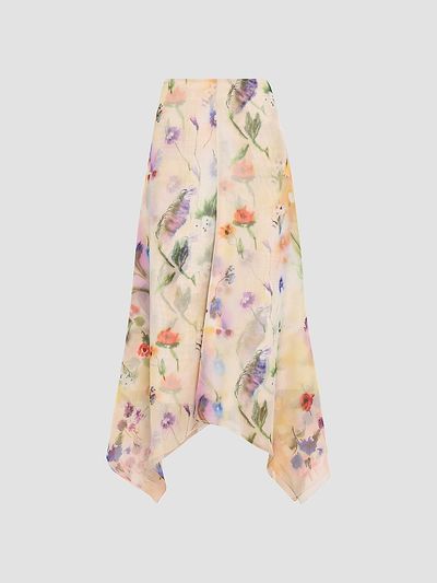 Prabal Gurung Women's Floral Handkerchief Midi Skirt