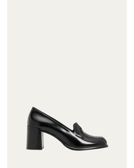 Prada 65mm Mocassini Leather Loafer Pumps