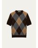Prada Argyle Cashmere Short-Sleeve Crewneck Sweater - 1