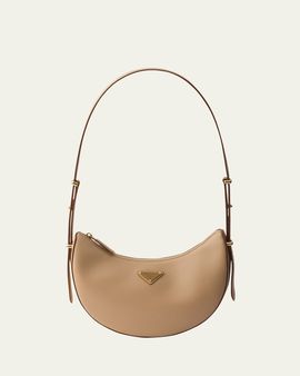 Prada Arque Leather Half-Moon Shoulder Bag