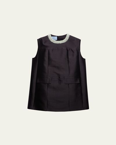 Prada Beaded Shantung Silk Mini Dress
