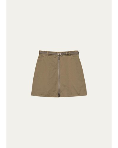 Prada Belted Cotton-Blend Mini Skirt