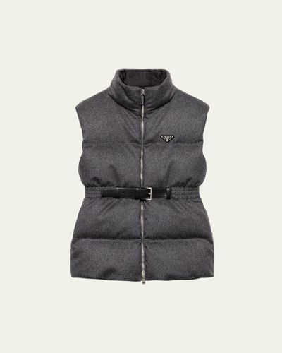 Prada Belted Velvet Down Puffer Jacket