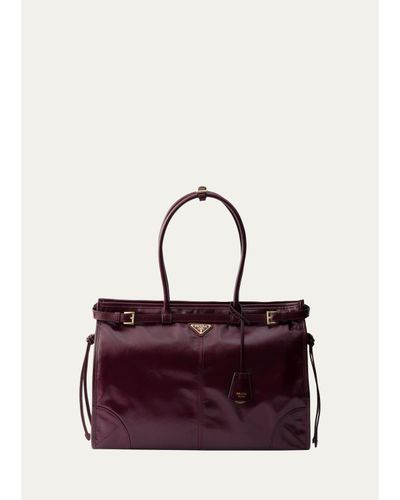 Prada Bonnie Glossy Leather Tote Bag