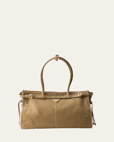 Prada Bonnie Large Nubuck Leather Shoulder Bag