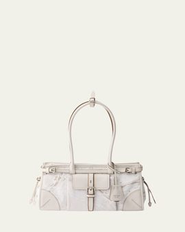 Prada Bonnie Medium Printed Linen & Leather Shoulder Bag