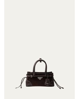 Prada Bonnie Small Corduroy & Leather Top-Handle Bag