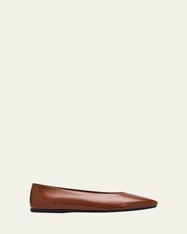 Prada Brushed Leather Ballerina Flats