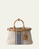 Prada Buckle Small Striped Canvas Top-Handle Bag - 1