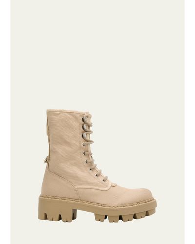 Prada Canvas Ankle Combat Boots