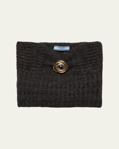 Prada Cashmere & Wool Bandeau Top with Brooch