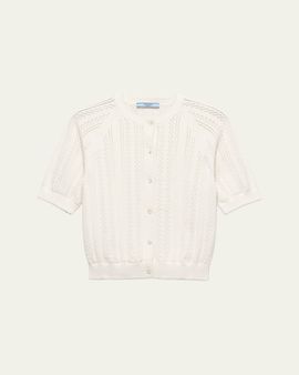 Prada Cotton Short-Sleeve Cardigan