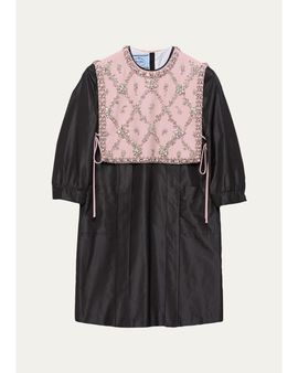 Prada Crystal Bib Silk Taffeta Mini Dress