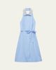 Prada Embellished-Collar Belted Cotton Halter Shirtdress - 1