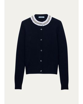 Prada Embellished Cashmere-Wool Cardigan