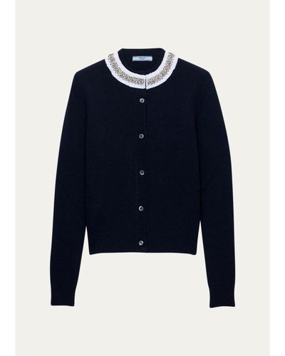 Prada Embellished Cashmere-Wool Cardigan