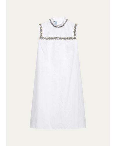 Prada Embellished Cotton Mini Dress
