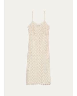 Prada Embellished Floral Mesh Midi Dress