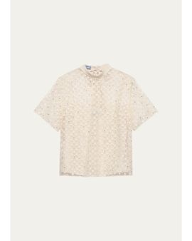 Prada Embellished Floral Mesh Top