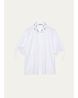 Prada Embellished Peter Pan Collar Shirt