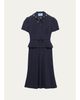 Prada Embellished Scarf-Neck Short-Sleeve Peplum Midi Dress - 1