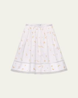 Prada Embroidered Cotton Poplin Skirt