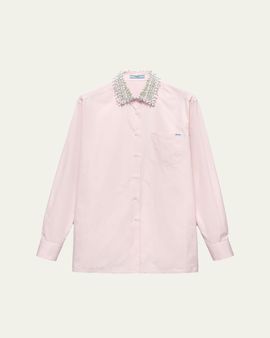 Prada Embroidered Poplin Shirt