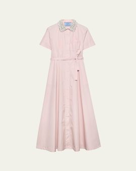 Prada Embroidered Poplin Shirtdress