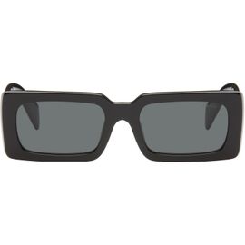 Prada Eyewear Prada Eyewear Black Rectangle Acetate Script Logo Sunglasses
