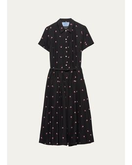 Prada Floral Belted Midi Dress