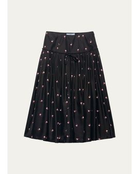 Prada Floral Silk-Blend A-Line Midi Skirt