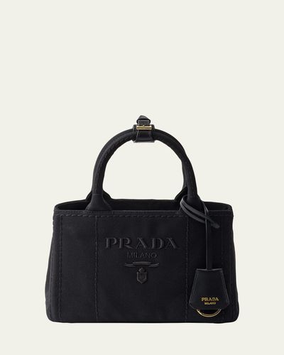 Prada Jardiniere Mini Cotton Canvas Top-Handle Bag