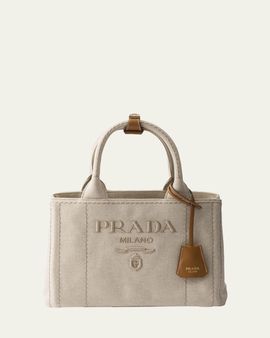 Prada Jardiniere Small Cotton Canvas Top-Handle Bag